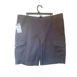 NWT Men’s Chaps Cargo Shorts Flat Front Chino Casual Dark Grey 40